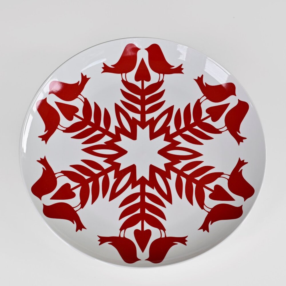 Retired Crate & Barrel Nordic Snowflake 13.75" Platter - Kate Forrester Design